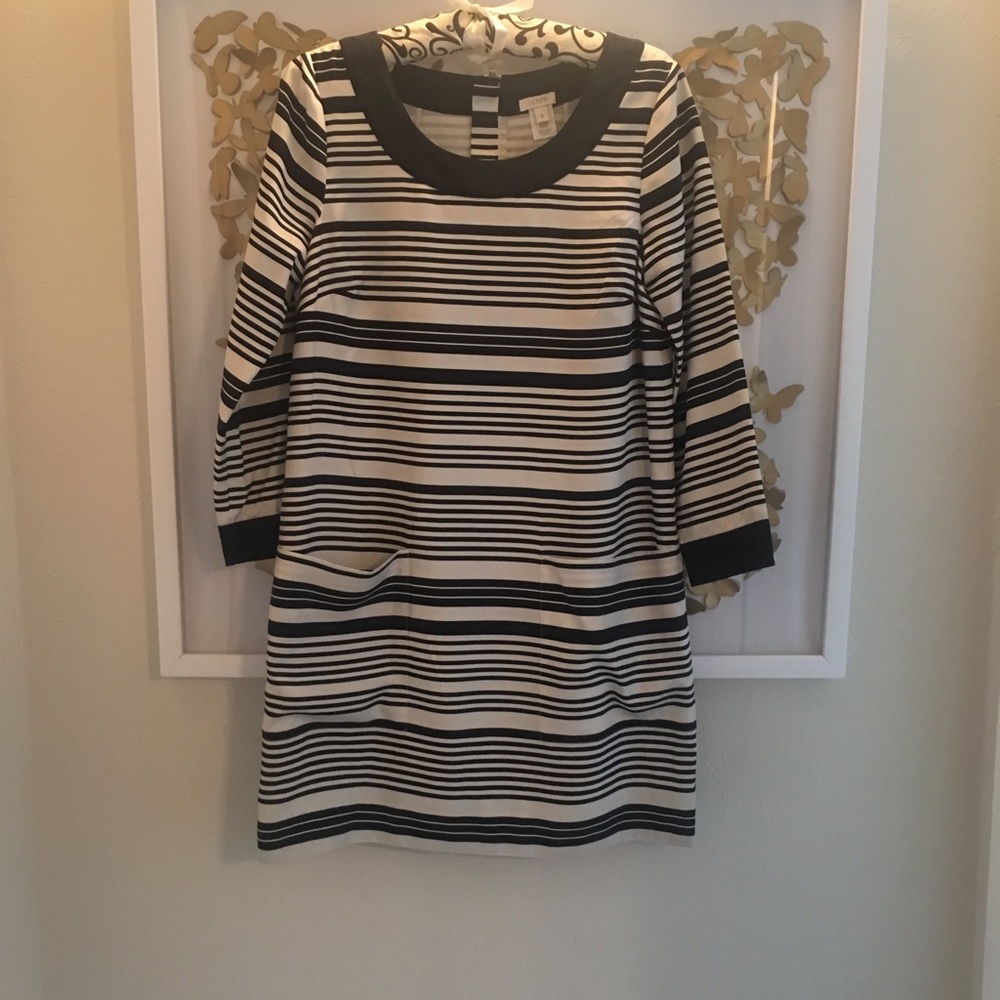 Jcrew striped silk shift dress